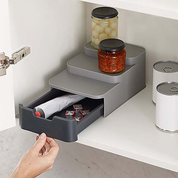 CupboardStore™ 2-tier Grey Rotating Organiser