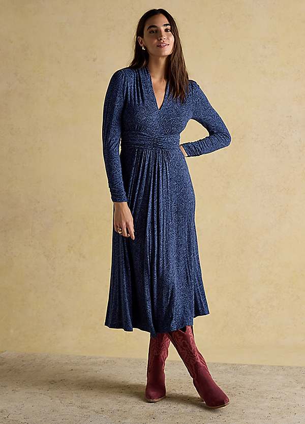 joules blue dress Mina Jersey Ruched Waist - Blue Icon_Machinewashable_Wrinkleresistant_Beachtostreet_Active Summertime is calling which Size:XX-SMALL Ever-Pretty Plus Size Sequin