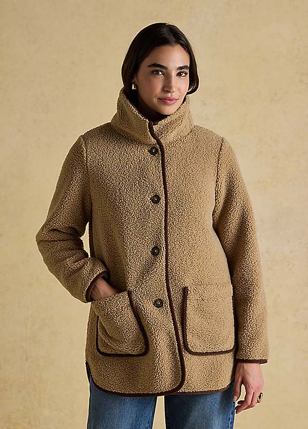 Joules Sadie Taupe Longline Fleece Jacket Freemans