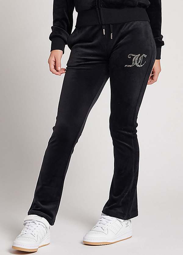 JUICY COUTURE, Girls Diamante Velour Bootcut Joggers