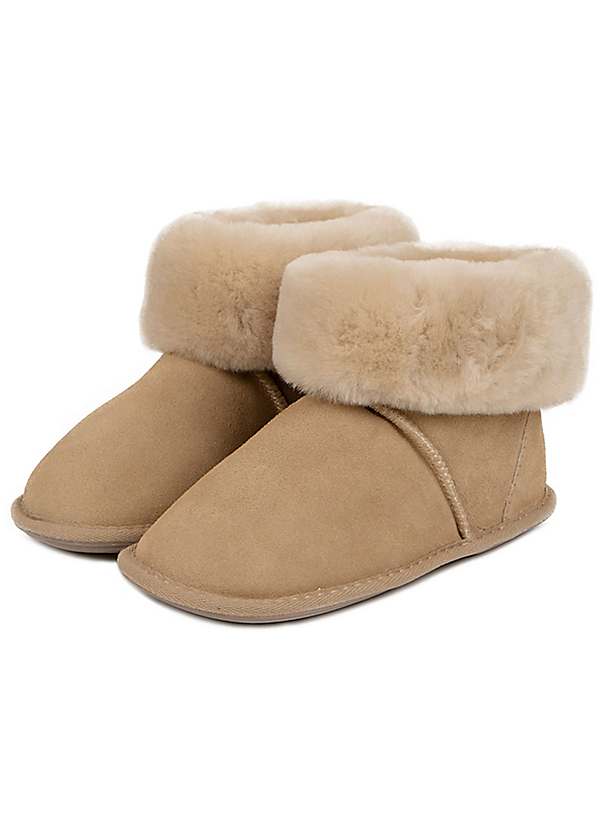 Just Sheepskin Ladies Albery Leather Boot Slippers Natural Freemans
