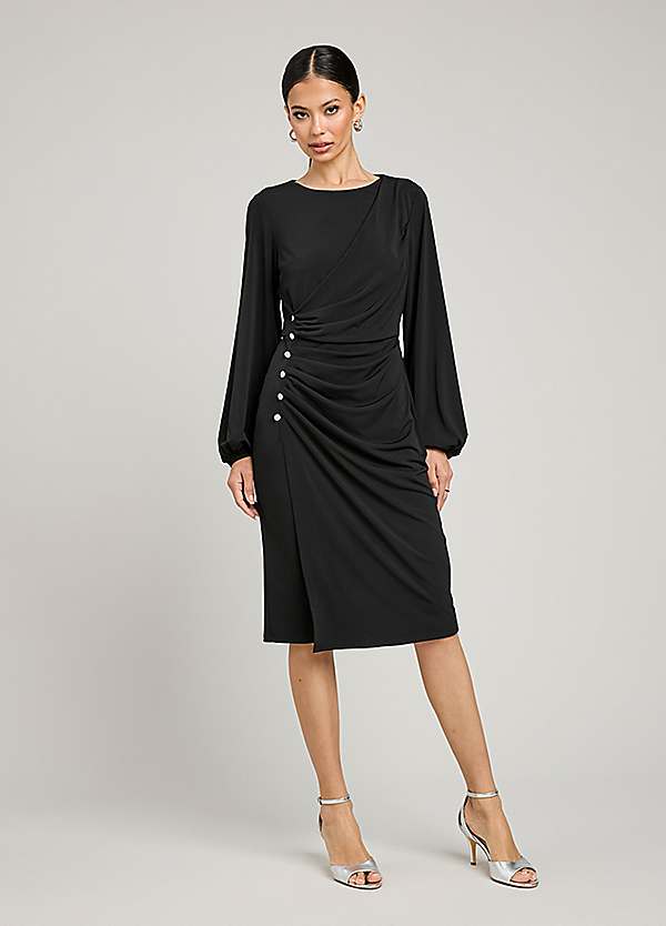 Kaleidoscope Black Button Detail Jersey Dress | Freemans