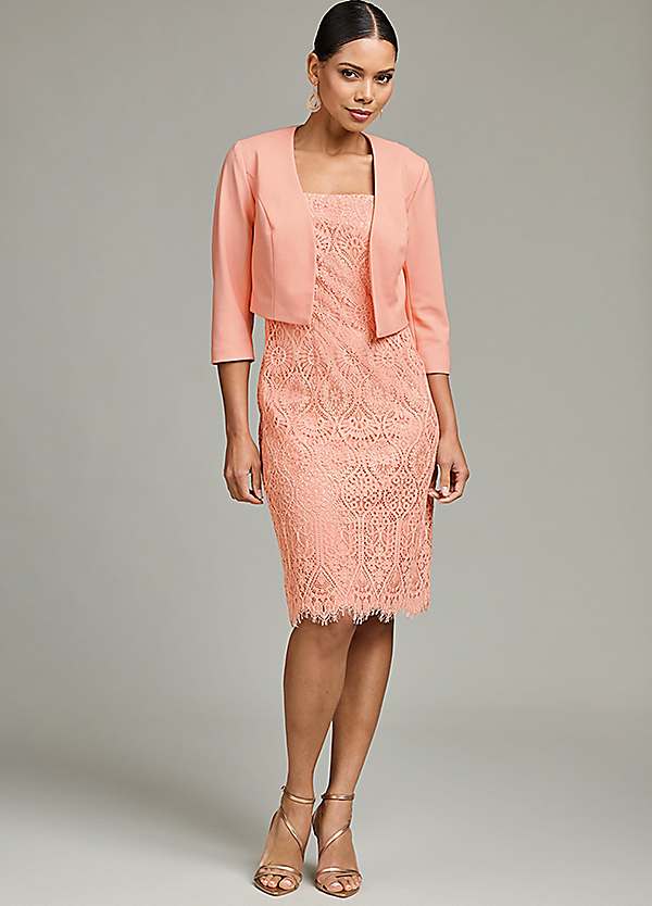 Kaleidoscope Coral Lace Dress & Jacket