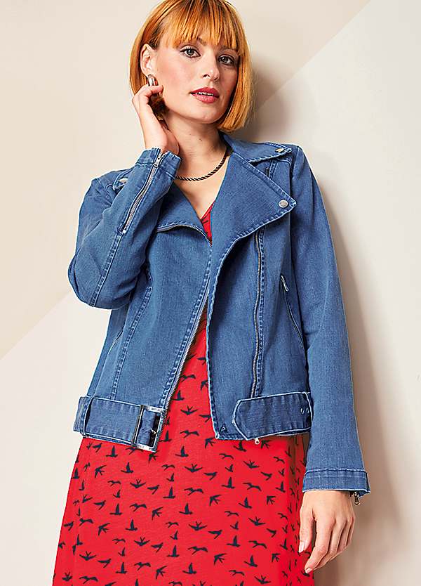 Denim biker outlet jacket