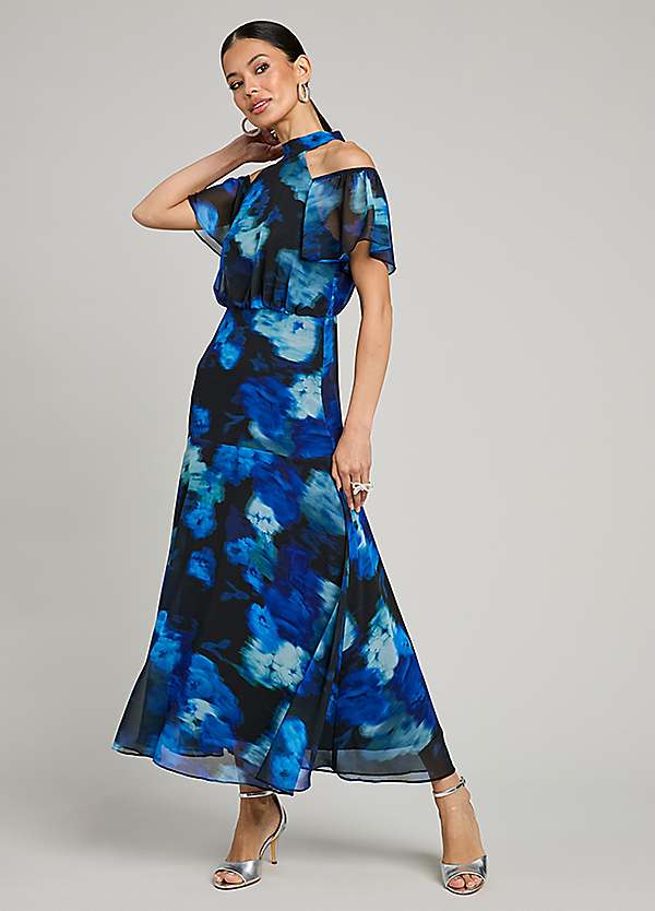 kaleidoscope ladies dresses Cold Shoulder Dress Kaleidoscope Floral Print Cold Shoulder Maxi Dress pashmina