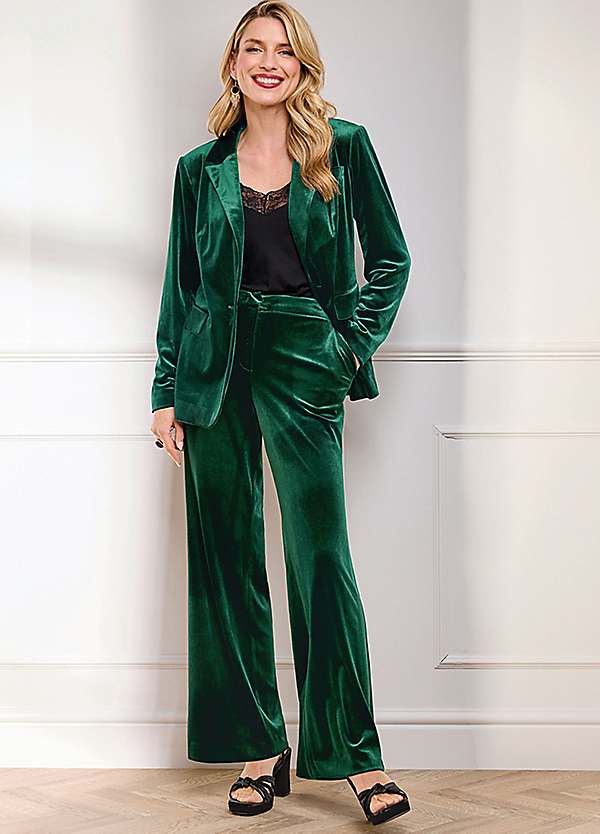 Womens green velvet on sale blazer