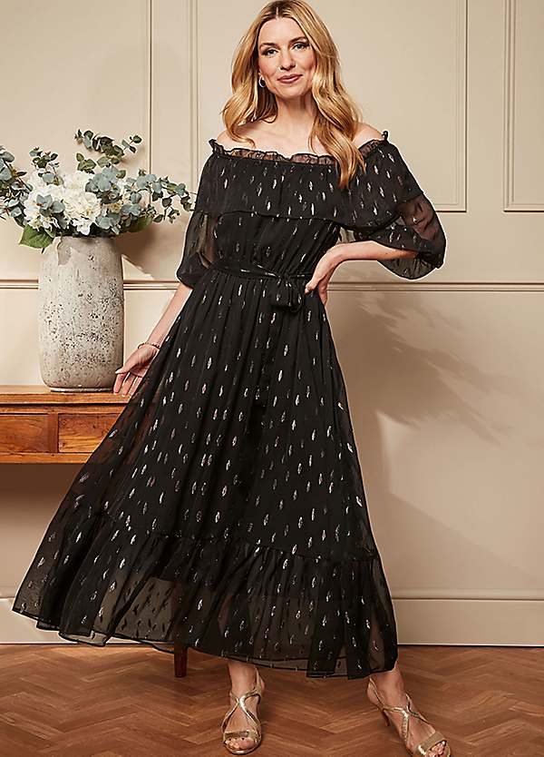 Kaleidoscope Jacquard Bardot Maxi Dress