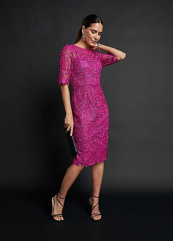 Kaleidoscope Magenta Lace Shift Dress | Freemans Kaleidoscope Magenta Lace Shift Dress | Freemans