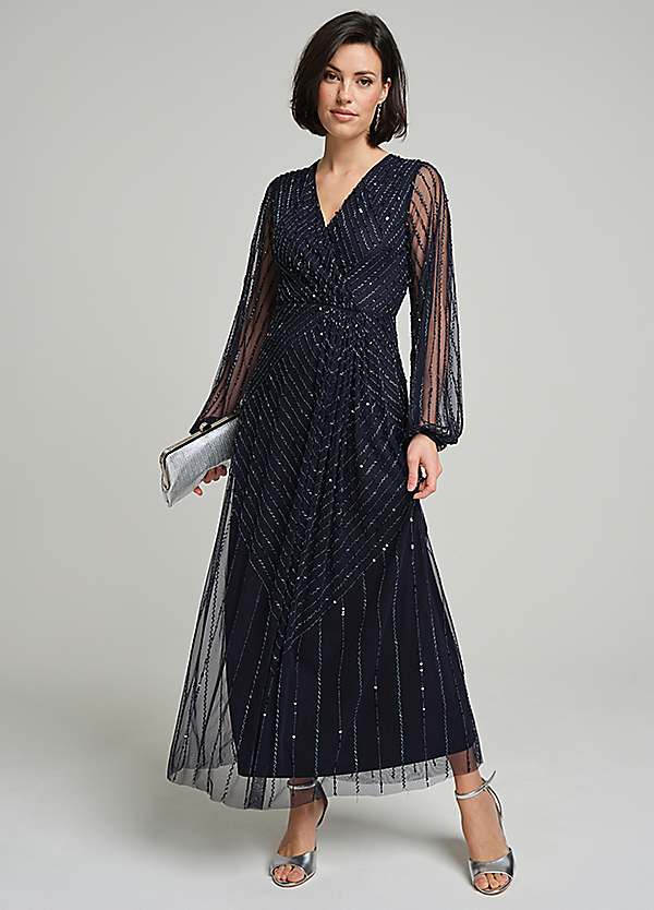 sachin and babi light blue dress Elegant Affair Beaded Formal Dress: Taupe main image 0
