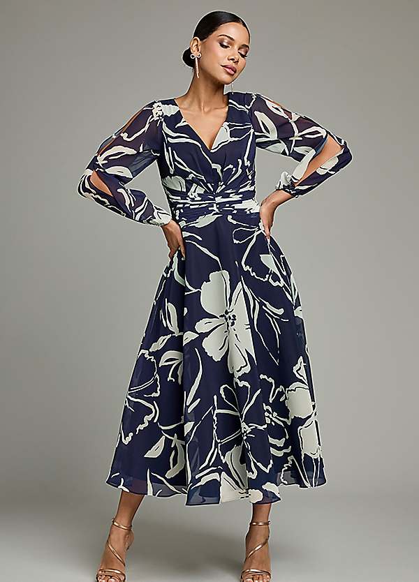 Kaleidoscope Navy Floral Print Maxi Dress Freemans