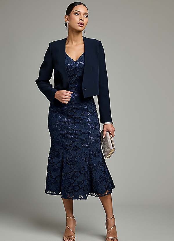 Kaleidoscope Navy Lace Midi Dress Freemans