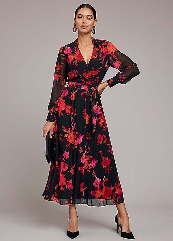 Midi red wrap dress hotsell