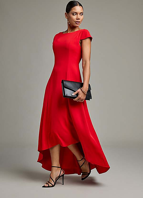 open lace back dress Tiered Skirt High Low Dress,Red V-Neck Tulle Formal Dress,PD00538, US10 / Champagne main image 0
