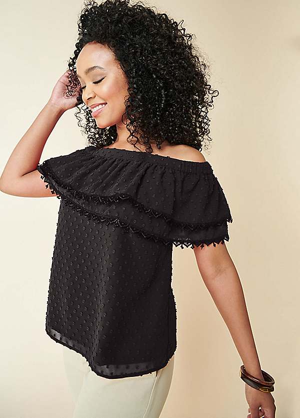 Ruffle bardot top online