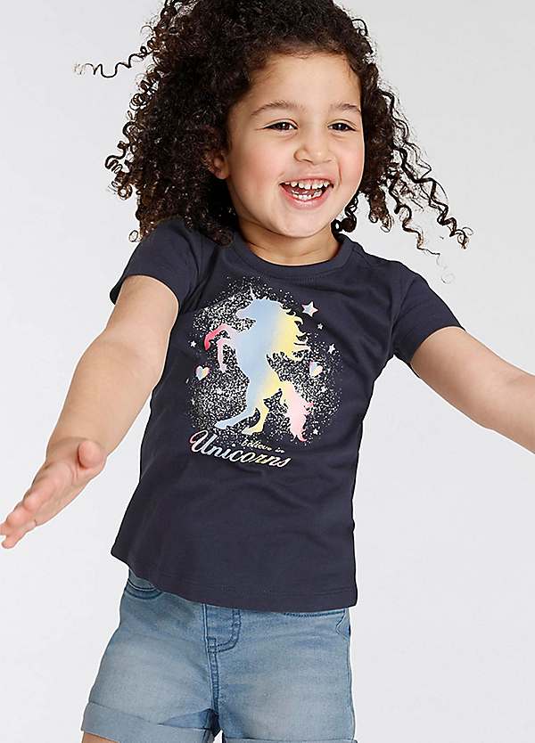 Kidsworld \'Believe in Unicorns\' T-Shirt | Freemans