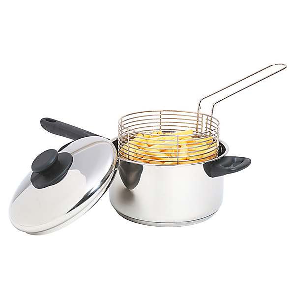 Deep Fryer Pot with Basket, 2Pcs/Set Deep Fryer Pan Stainless Steel Chip  Pan with Handle Uncoated Mirror Polished Brushed Frying Pots for French  Fries