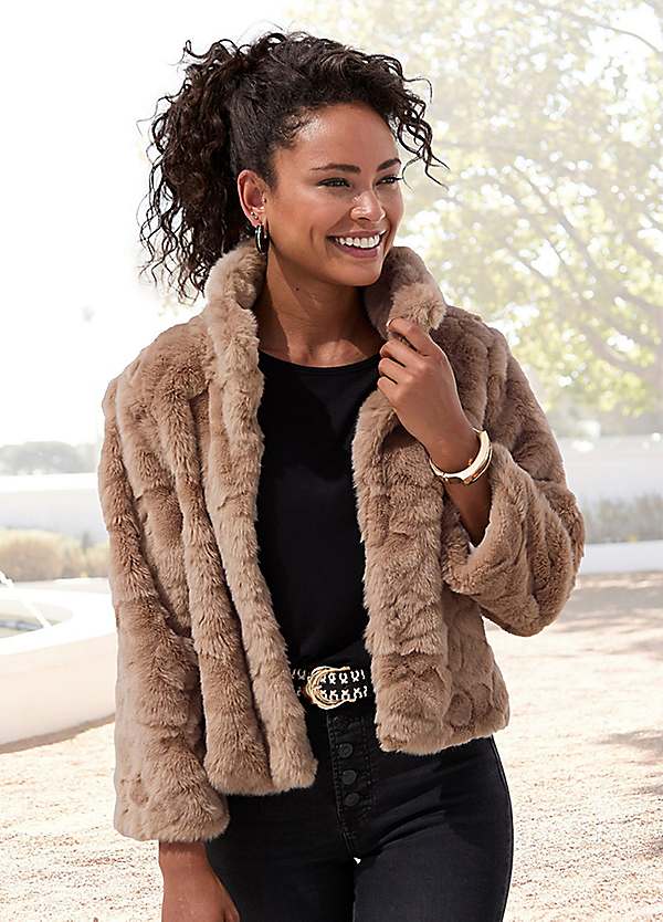 Faux fur short jacket womens on sale