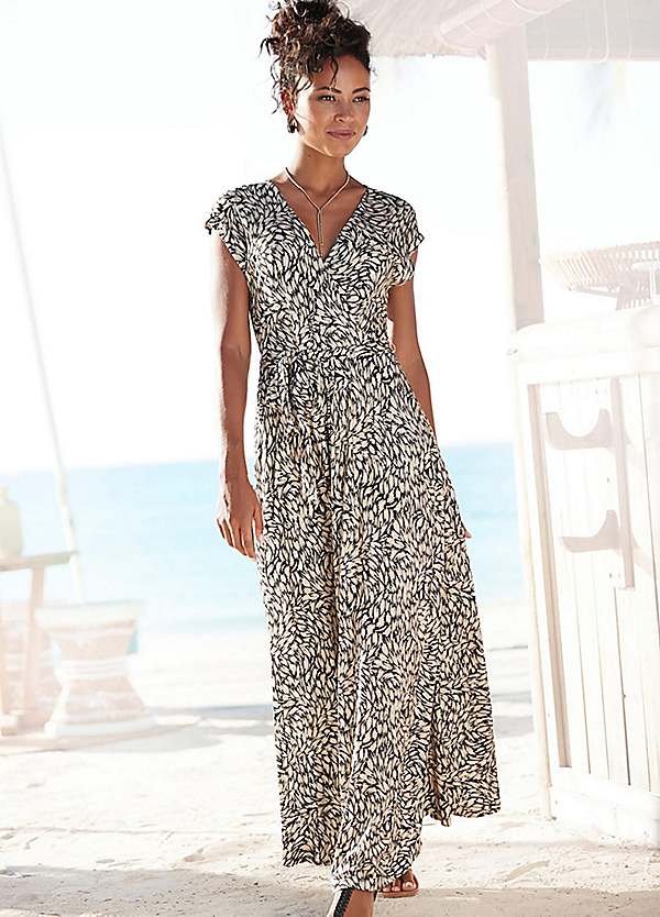 LASCANA Printed Sleeveless V Neck Maxi Dress