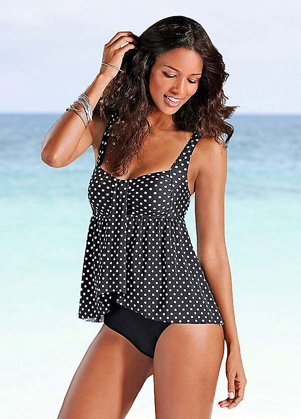 LASCANA Floral Print Tummy Control Swimsuit with Adjustable Straps