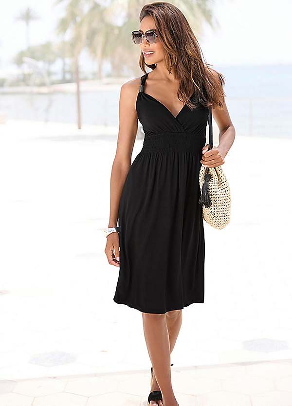 jersey knit wrap dress Karen Kane Women's Faux Wrap Drape Dress, M, Navy, Rayon/Spandex