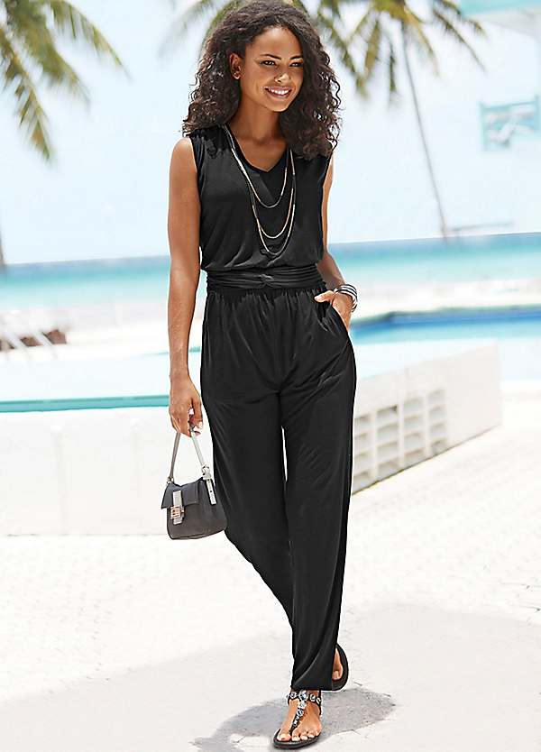 LASCANA Wide Elasticated Waist Sleeveless Jumpsuit Freemans