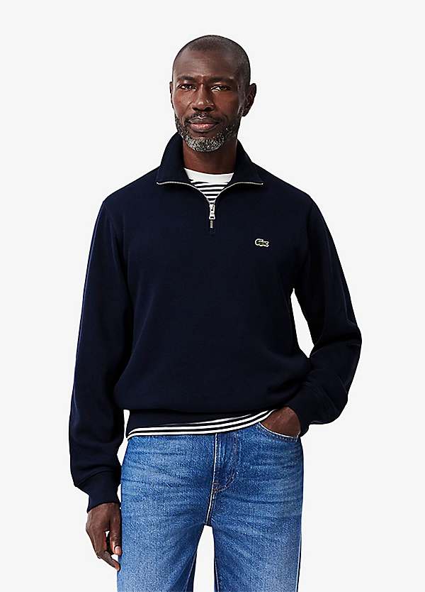 Lacoste Zip-Up High Neck Interlock Sweatshirt | Freemans