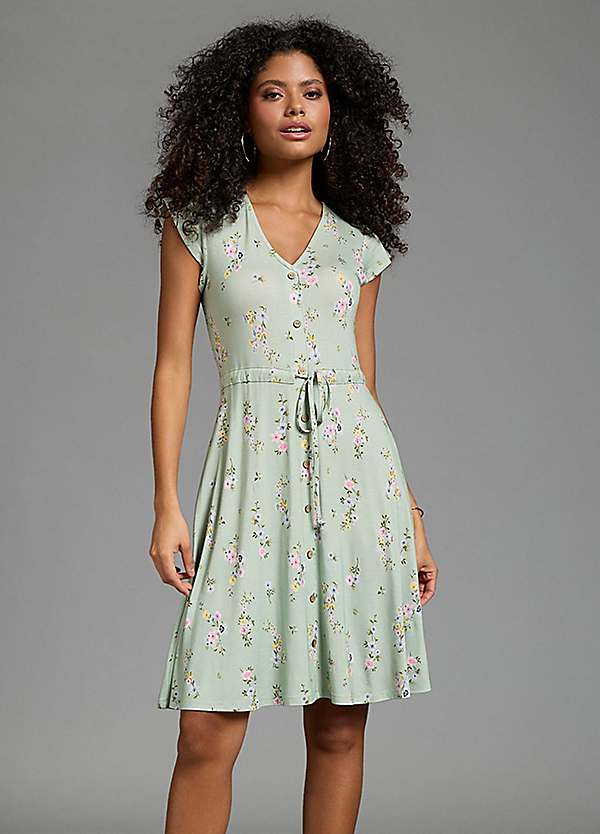 floral short sleeve skater dress Chic Black Floral Dress - Embroidered Mini Dress - Skater Dress