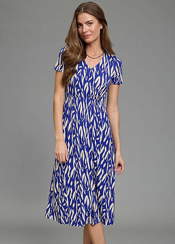 knee length dresses for ladies Floral Short Sleeve Tiered Skater Dress main image 1