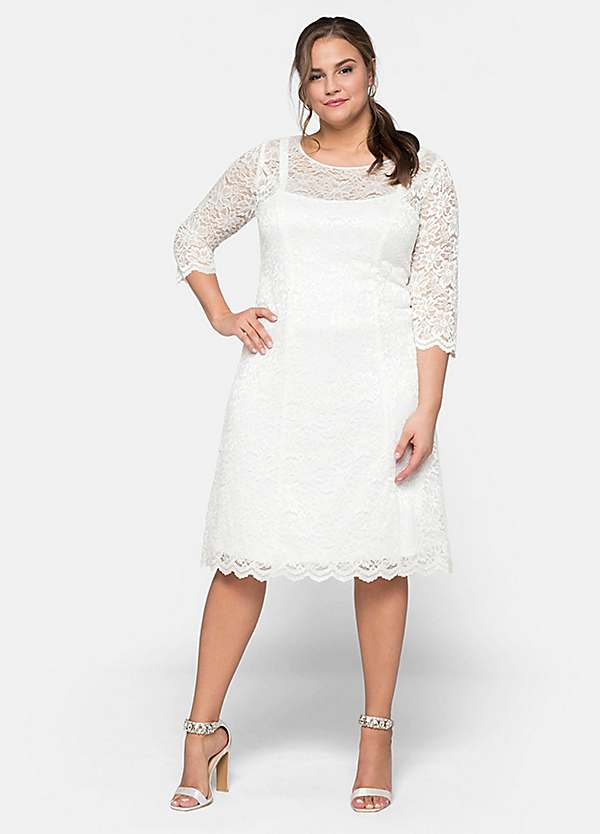 Plus dip hem 2025 layered floral lace dress