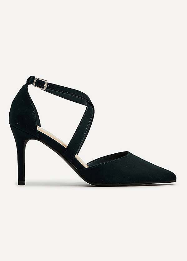 Black faux suede heels hotsell