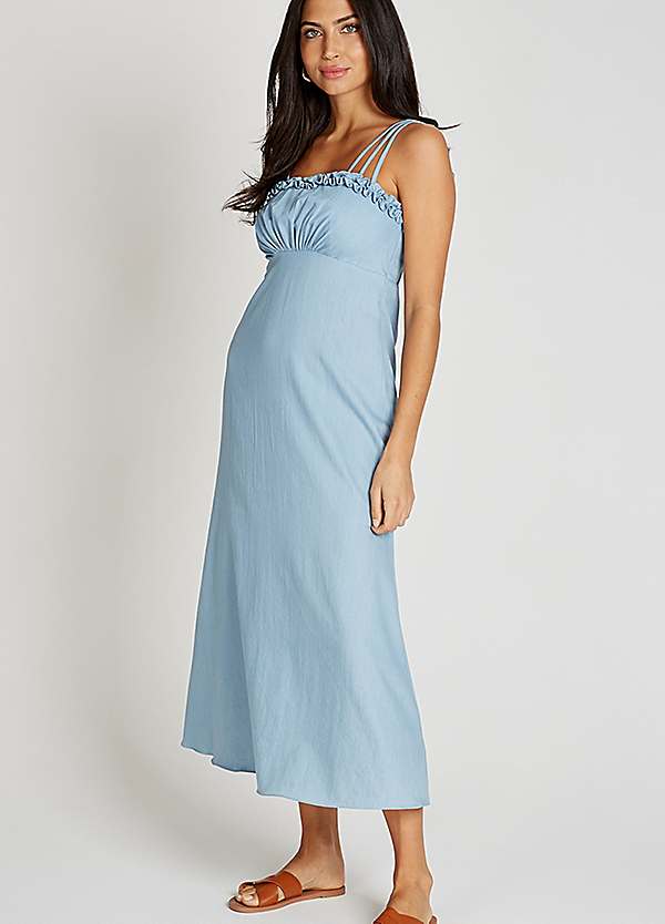 Little Mistress Blue Denim Midaxi Dress | Freemans