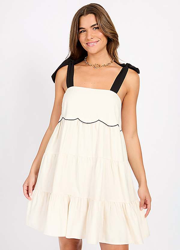 velvet boho maxi dress Mini dress in beige linen – Deliberti main image 0