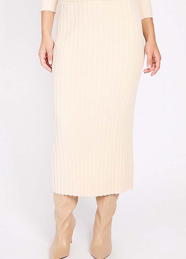 Little Mistress Ecru Knit Rib Skirt Freemans