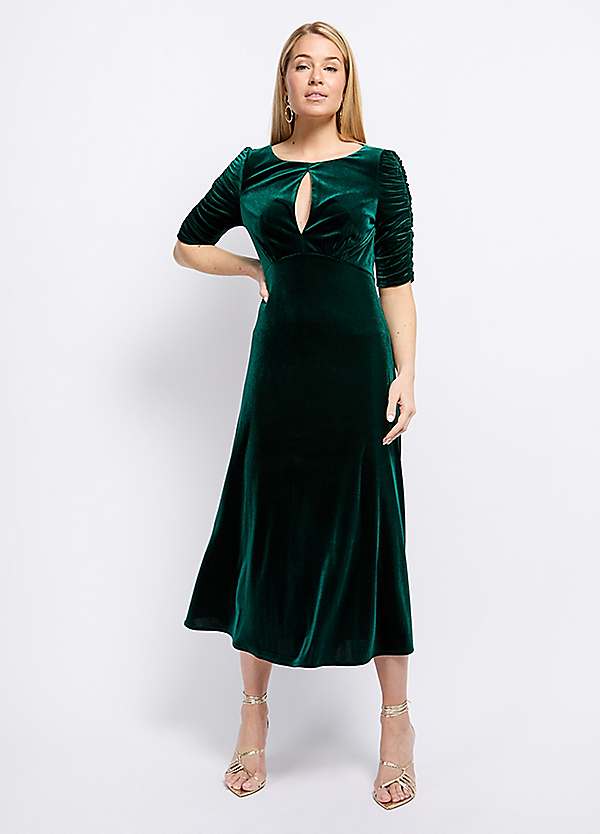 Little Mistress Green Velvet Keyhole Midaxi Dress by Vogue