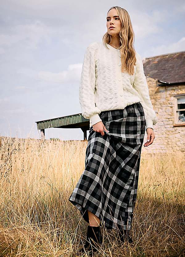 Long Tall Sally Cotton Check Side Tie Maxi Skirt