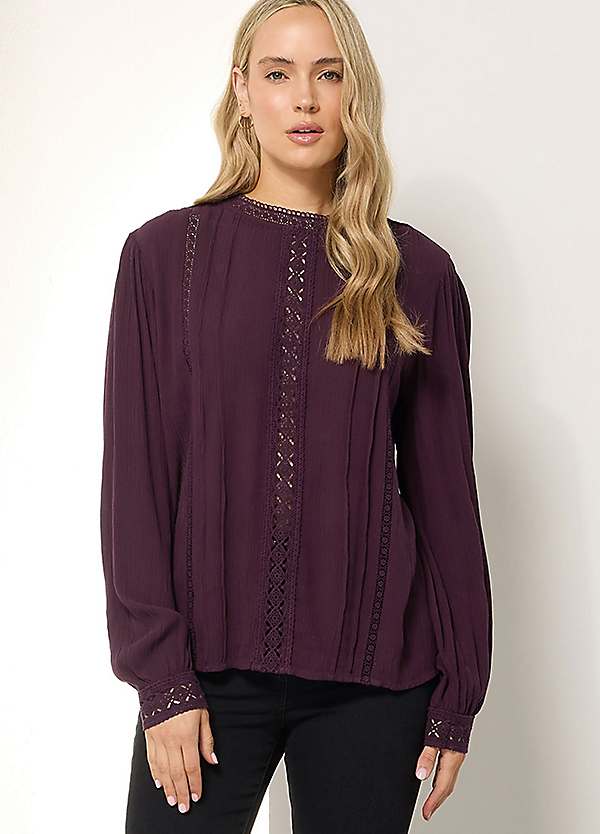 Long Tall Sally Crinkle Lace Detail Blouse | Freemans