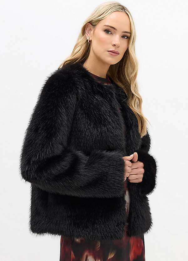 Long Tall Sally Faux Fur Collarless Jacket