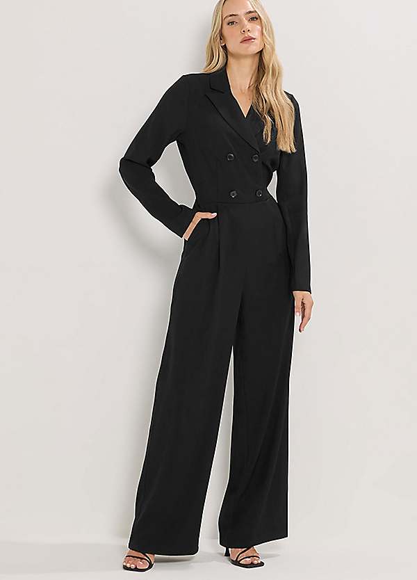 Long Tall Sally Open Collar Wide Leg Jumpsuit