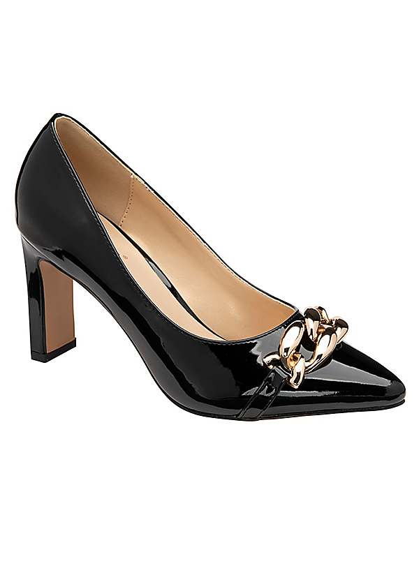 Lotus Black Patent Court Shoes Lotus Ladies Panache Black Diamante