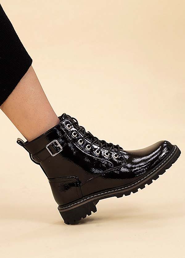 Patent leather biker boots online