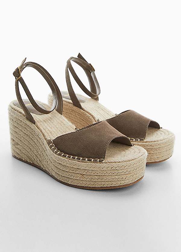 Mango Alex Leather Wedge Sandals Freemans