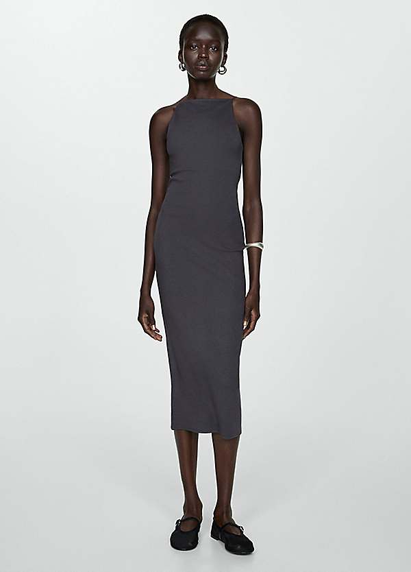 mango bodycon dress Mango bodycon knit midi dress in blue