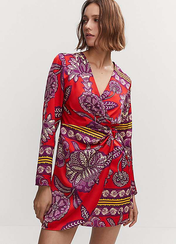 strapless open back dress Print wrap dress – Shaws main image 1
