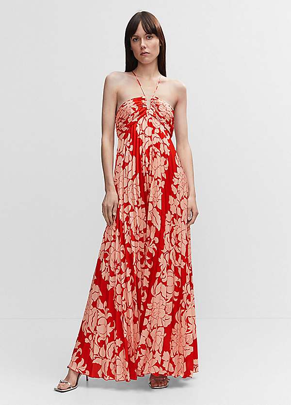 strapless open back dress Front Mesh Panel African Print Sleeveless Maxi Dress main image 1