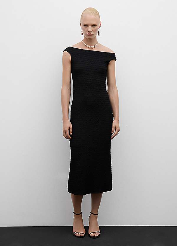 Mango black midi dress best sale