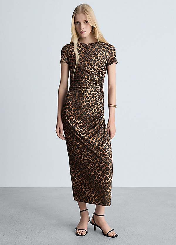 Mango Leo Brown Leopard Print Dress