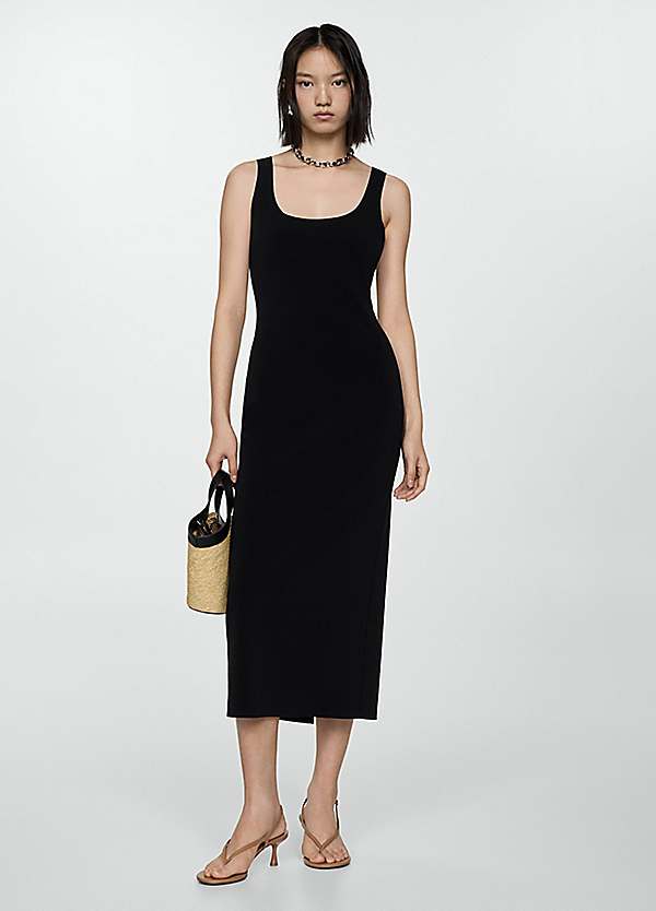 Mango Square Neckline Midi Dress | Freemans