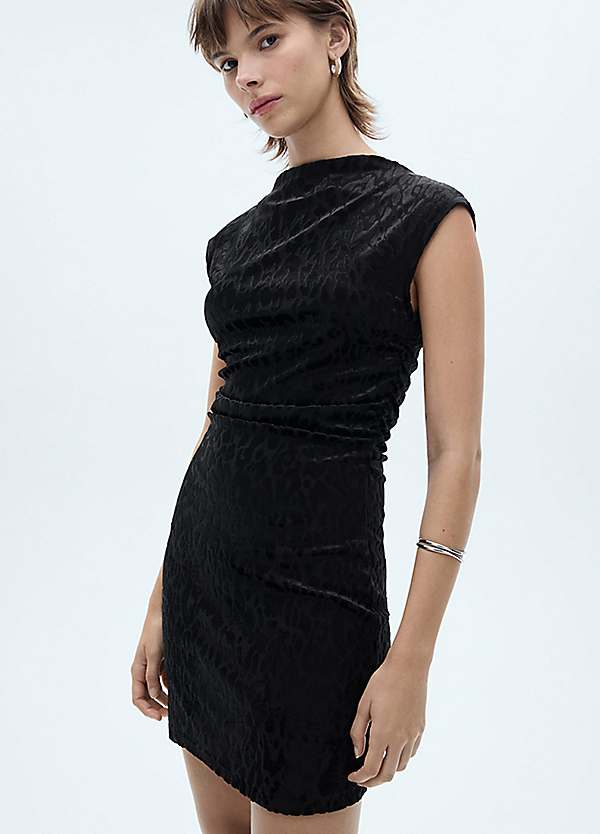 Mango Xleo Black Devore Animal Mini Dress Mango Xleo Black Devore Animal Mini Dress