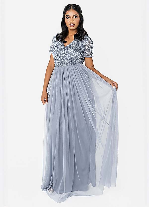 maya sequin bridesmaid dress Maya Tall cami strap delicate scattered sequin maxi dress in pink