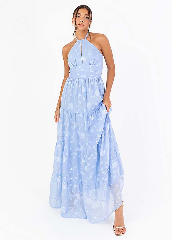 Maya Deluxe Delicate Halter Neck Tiered Maxi Dress Freemans